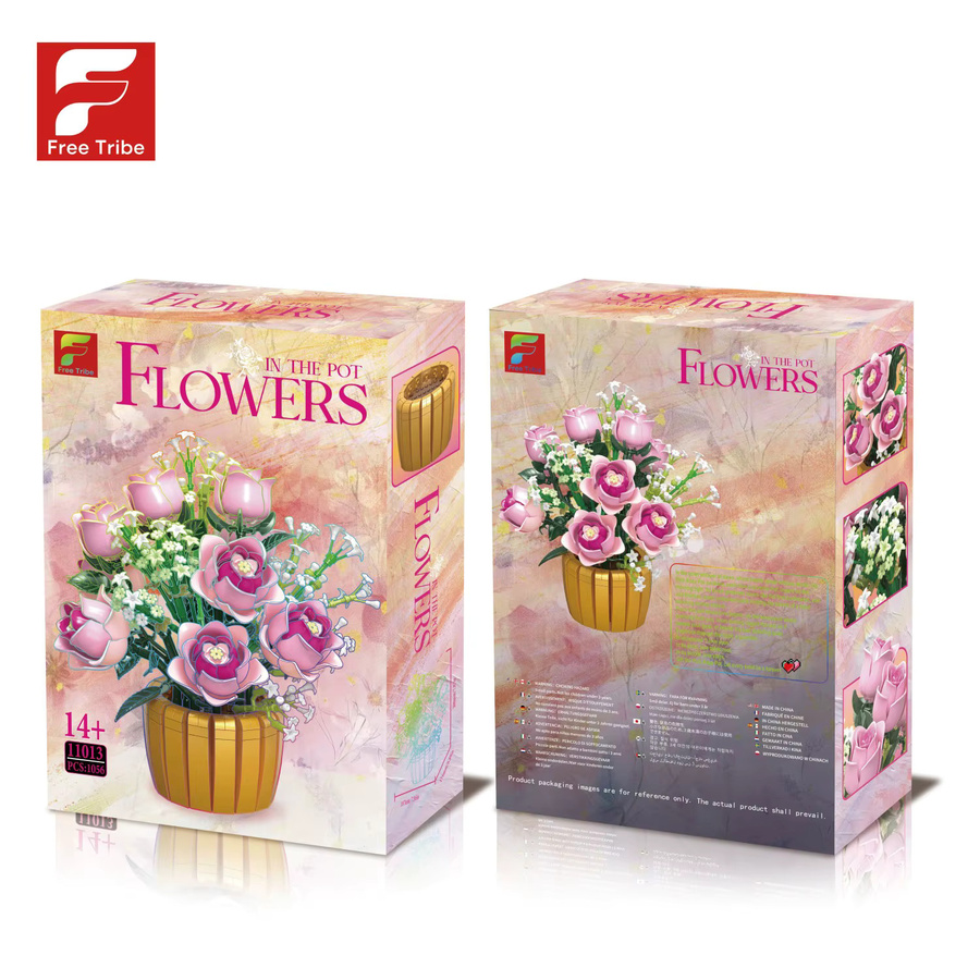 AMAZINGBLOKS Rosa Rose im Topf Blumenvase, Bausatz, 1.056 Teile, ab 14 Jahren - Bild 3