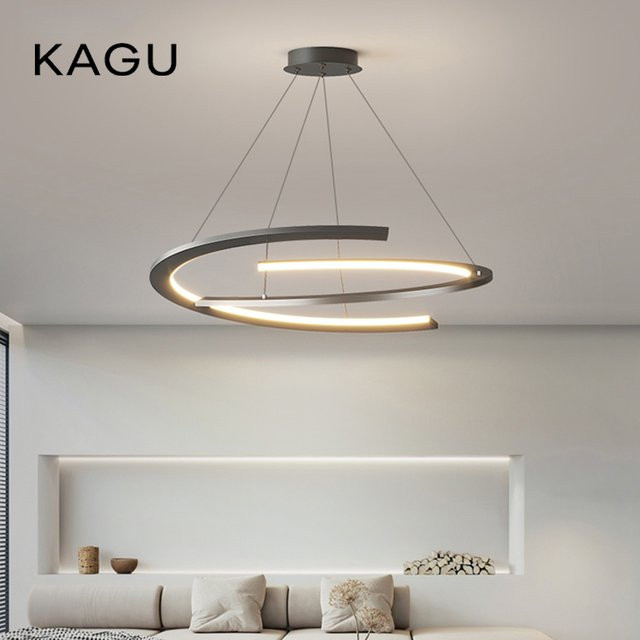 KAGU Moderner Ring-Kronleuchter aus Metall in Weiß und Schwarz für Wohnzimmer und Esszimmer - Bild 1