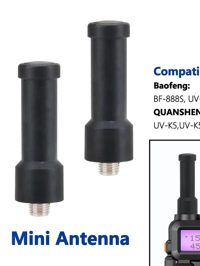 ABBREE 2er Set Mini Ultra Walkie Talkie Antennen 400-470MHz mit SMA-Buchse für Baofeng BF-888S UV-5R UV-21 PRO V2 und Quansheng UV-K5 in Schwarz und Weiß - Bild 6