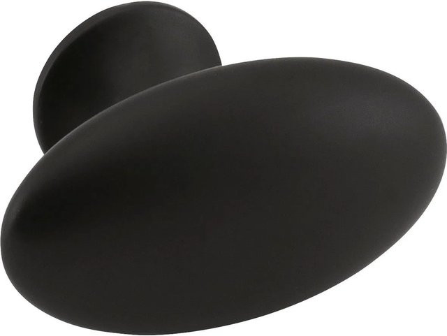 Furnipart Möbelknopf Simple Oval aus Zinkdruckguss Schwarz Matt Breite: 6,0 cm, Höhe: 3,5 cm - Bild 1