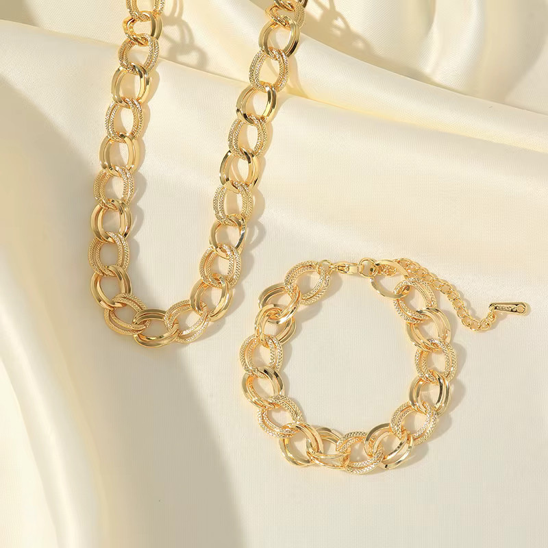 EILIECK Schmuck-Set Halskette, Armband, Edelstahl, Gold, Damen - Bild 2