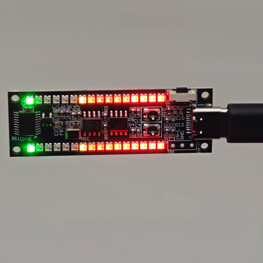 DYKBmetered Duale RGB Audio-Pegelanzeige-Leuchten mit 16 LED-Segmenten, Stereo-Musik-Spektrum-Rhythmus-Atmosphärenlampe als VU-Meter Pickup-Analysator in Schwarz und Multicolour - Bild 2