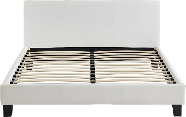 Vente-unique Bettrahmen Cornelius gepolstert in Weiß aus Kunstleder B/T/H: 140 x 190 cm - Bild 1