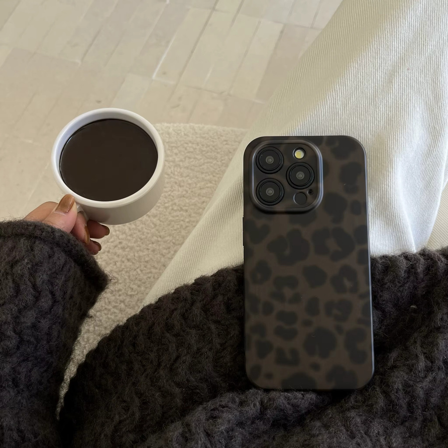 Matte Handyhülle mit Leopardenmuster in Olivgrün und Schwarz für iPhone 17, 16, 15, 14, 13, 12, 11 Pro Max Plus und 17 Air - Bild 3