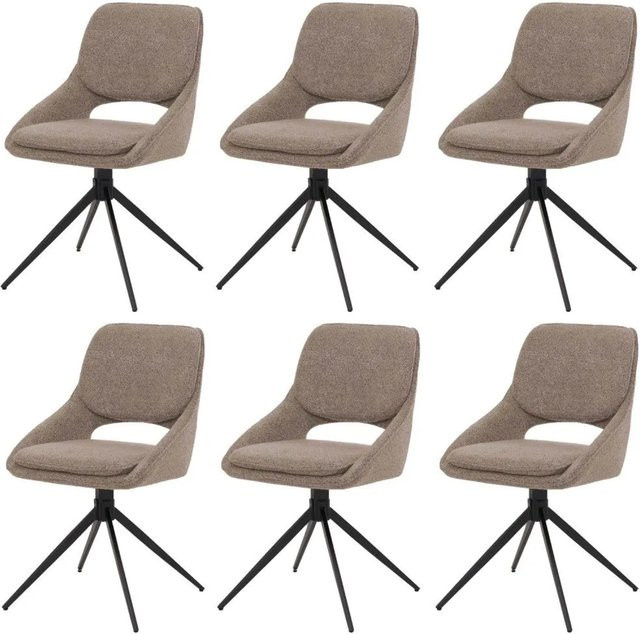 6er-Set MCW Esszimmerstuhl N73 drehbar mit Auto-Return in Beige aus Textil Boucle - Bild 2