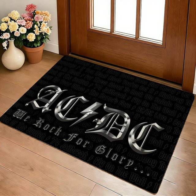 A-AC D-DC Highway To Hell Fußmatte aus Flanell, Schwarz, B/T: 90 x 60 cm - Bild 1