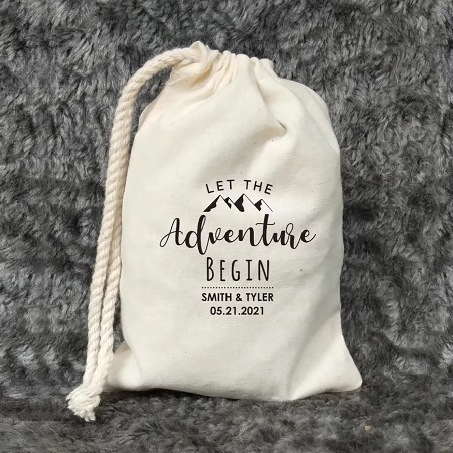 5 Stück Let The Adventure Begin Partygeschenktüten in Weiß für Camping, Hochzeit und Geburtstag - Bild 2