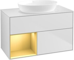 V&B Waschtischunterschrank Finion 100 in Weiß Lack, B/T/H: 100 x 50,1 x 50,1 cm - Bild 1