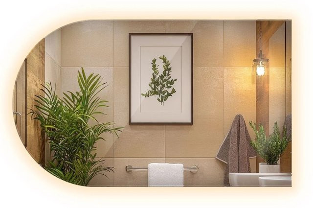 Wallfluent Ovaler LED Spiegel mit warmweißer Beleuchtung 3000K, B: 52 cm, H: 90 cm - Bild 1