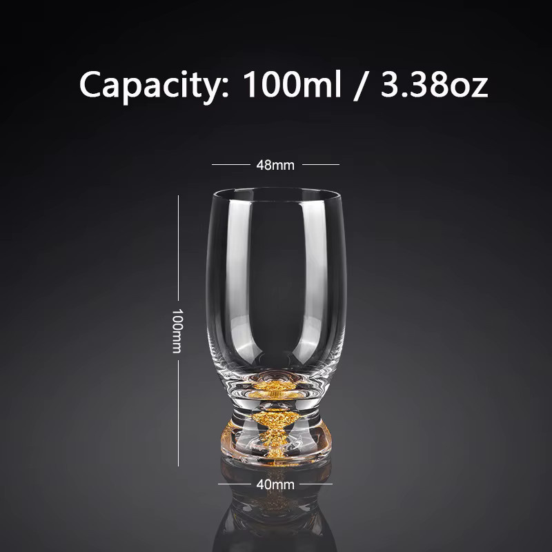 YWDL Kristall Schnapsgläser Set in Gold und Transparent, 100 ml für Wodka, Whisky, Sake und Soju - Bild 2