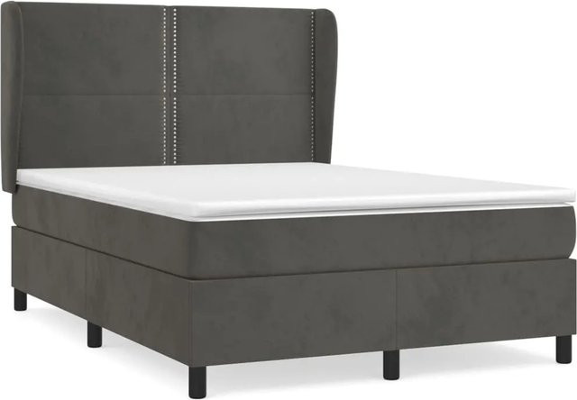 vidaXL Boxspringbett mit Matratze Dunkelgrau Samt B/T/H: 140 x 200 cm - Bild 1