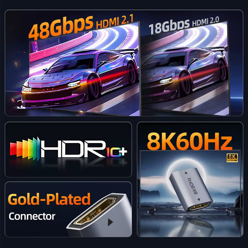 CABLETIME HDMI 2.1 Verlängerungsadapter 8K 60Hz Buchse auf Buchse für PS5, Roku und HDTV Stick - Bild 2