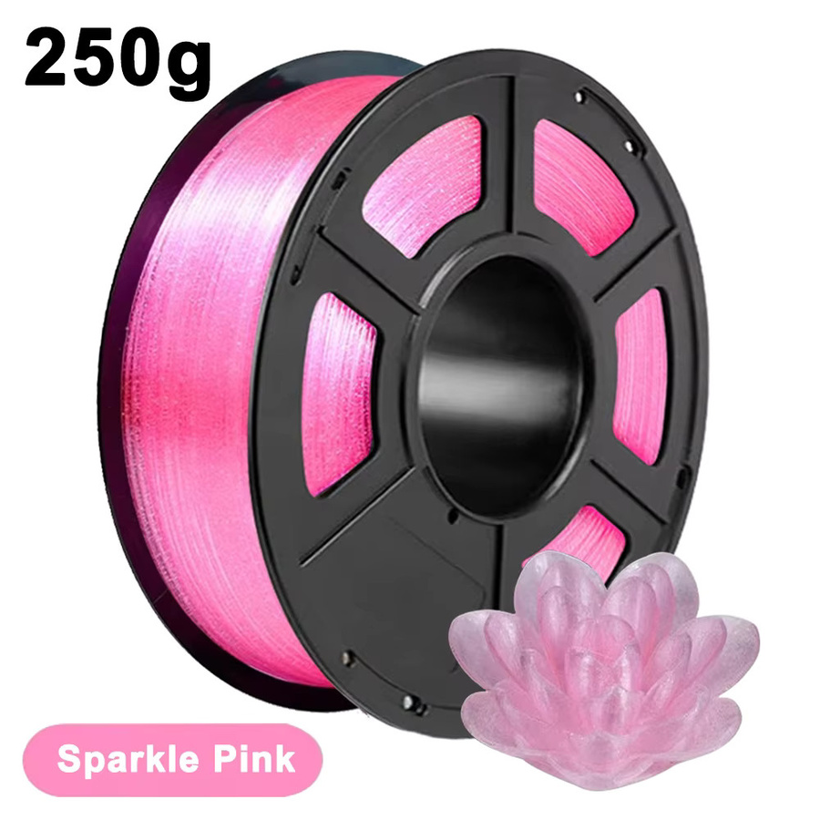 Transparentes rosa PLA-Filament für 3D-Drucker mit Kristall-Glitzer-Effekt, 1,75 mm, 1 kg - Bild 3