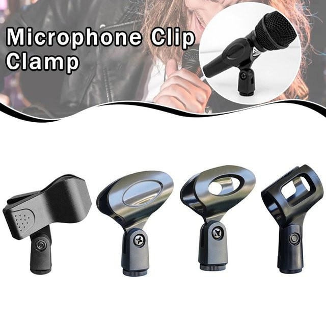 Universeller Mikrofonclip in Schwarz als drehbarer Mikrofonständer und langlebige Halterklemme für kabelgebundene oder kabellose Mikrofone - Bild 1