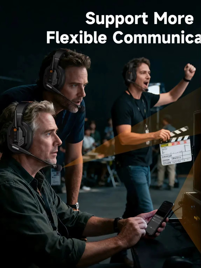 Comica Seekcom S1 Kabelloses Intercom-Headset-System mit AI/ENC Geräuschunterdrückung in Schwarz - Bild 1
