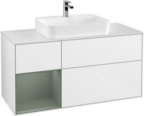 V&B Waschtischunterschrank Finion mit Wandbeleuchtung, Farbe: Weiß lackiert, Breite: 120 cm - Bild 1