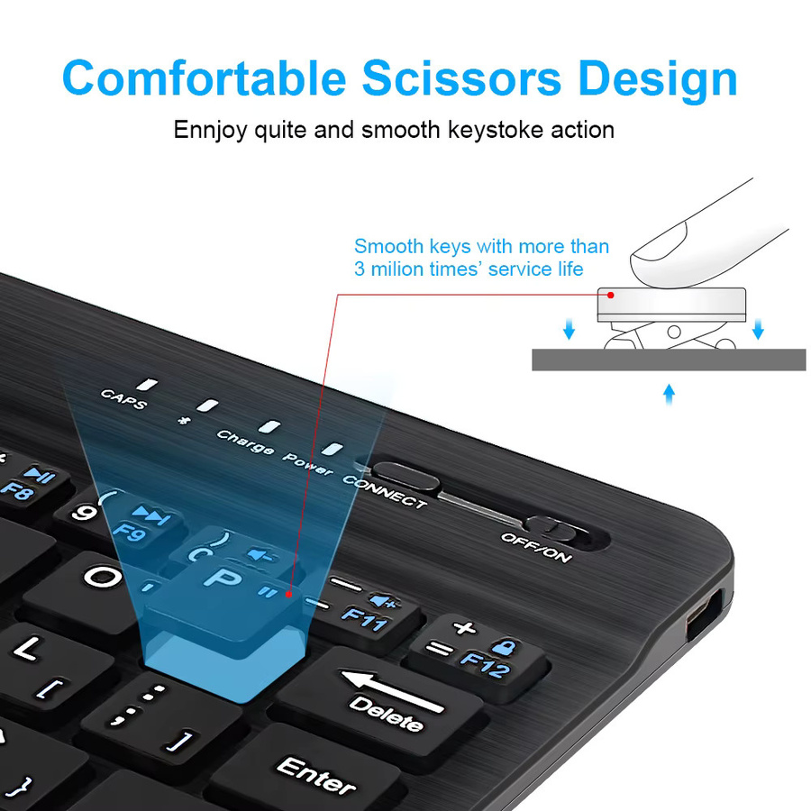 Kebidumei Bluetooth Mini-Tastatur in Schwarz für Laptop, Tablet, iPad, Android, iOS und Windows, wiederaufladbar - Bild 4