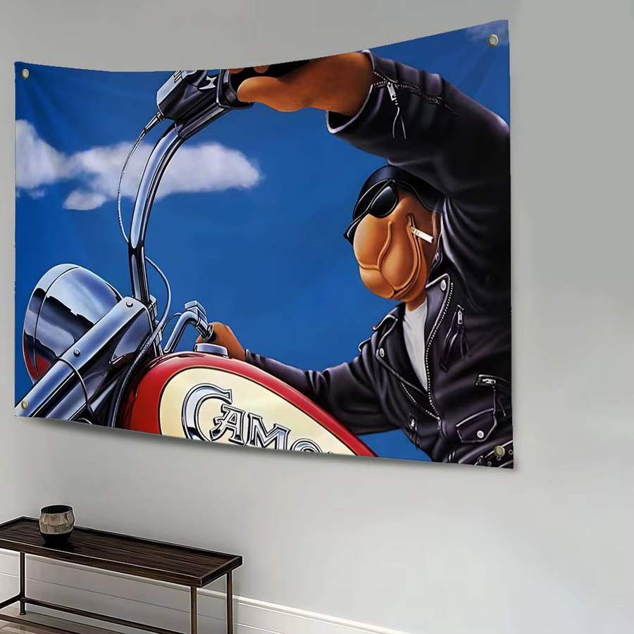 C-CAMEL Zigaretten-Flagge als dekorativer Wandteppich aus Polyester in Blau mit Retro-Grafik - Bild 2