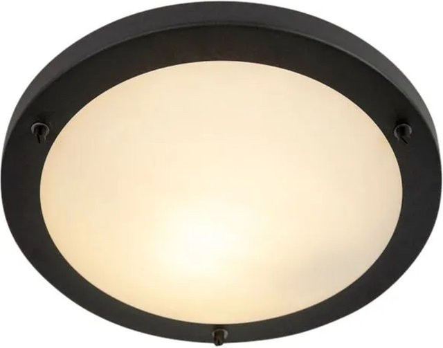 QAZQA Yuma 31 Moderne Deckenleuchte Schwarz aus Stahl mit Glasschirm, IP44, dimmbar, E27 - Bild 1