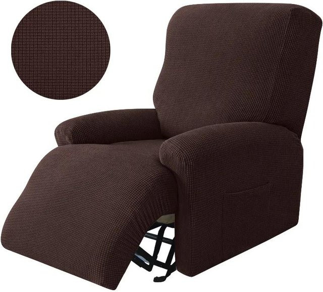 Dehnbarer Liegestuhl-Bezug von Yiran bag in Braun, elastischer Jacquard-Schonbezug für 1 Sessel mit 4 separaten Teilen - Bild 1