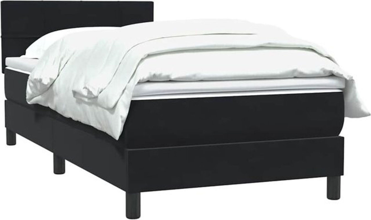 Vidaxl Boxspringbett mit Matratze aus Samt in Schwarz, B/T/H: 90 x 210 cm - Bild 1