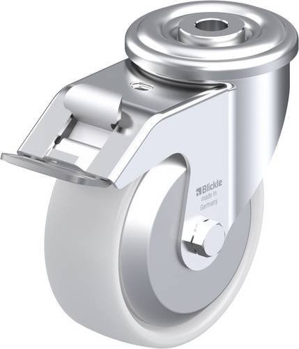Blickle Lenkrolle LER-PO 100G-FI-FA mit Feststeller in Silber und Weiß, Rad-Durchmesser: 100 mm, Tragfähigkeit: 150 kg - Bild 1