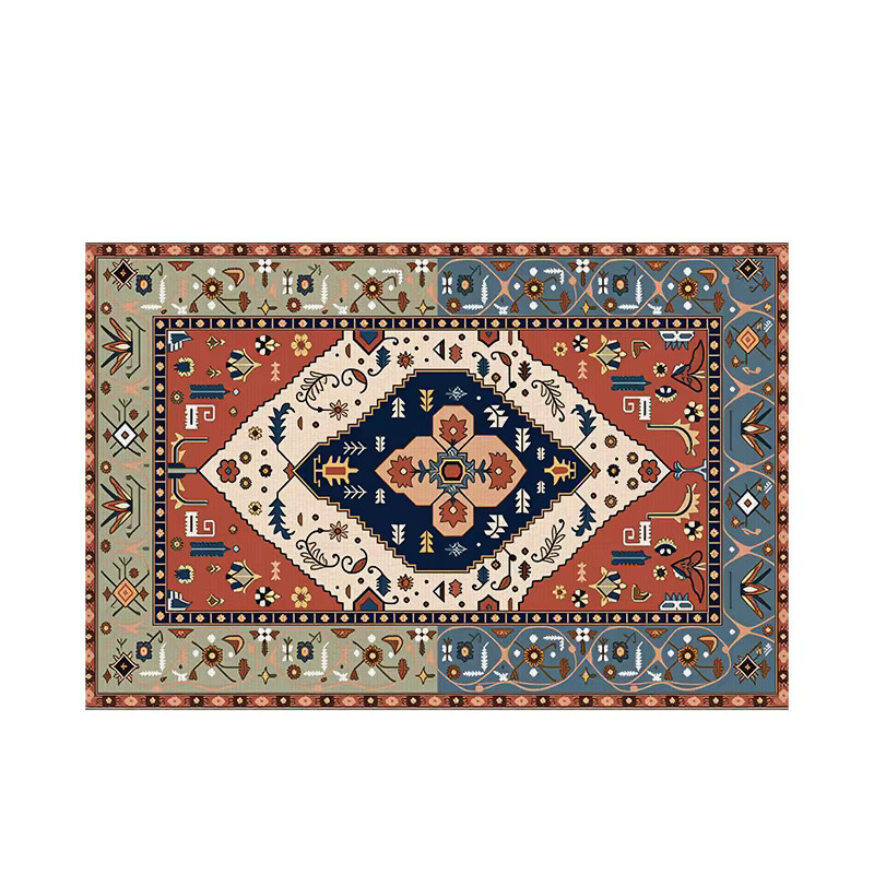 VIKAMA Boho Marokkanischer Kristall-Teppich mit niedrigem Flor, rutschfest, Mehrfarbig, B/T/H: 60 x 40 x 40 cm - Bild 4
