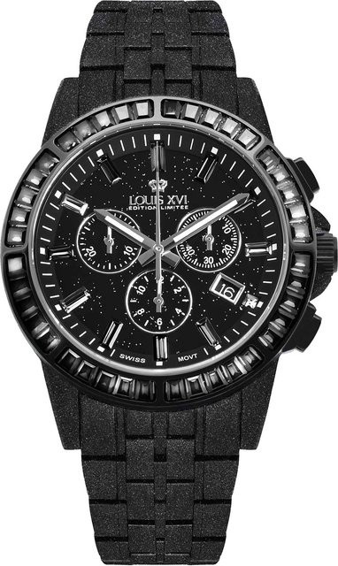 Louis XVI Chronograph, Quarz, Edelstahl, Schwarz, 43 mm, Herren - Bild 1