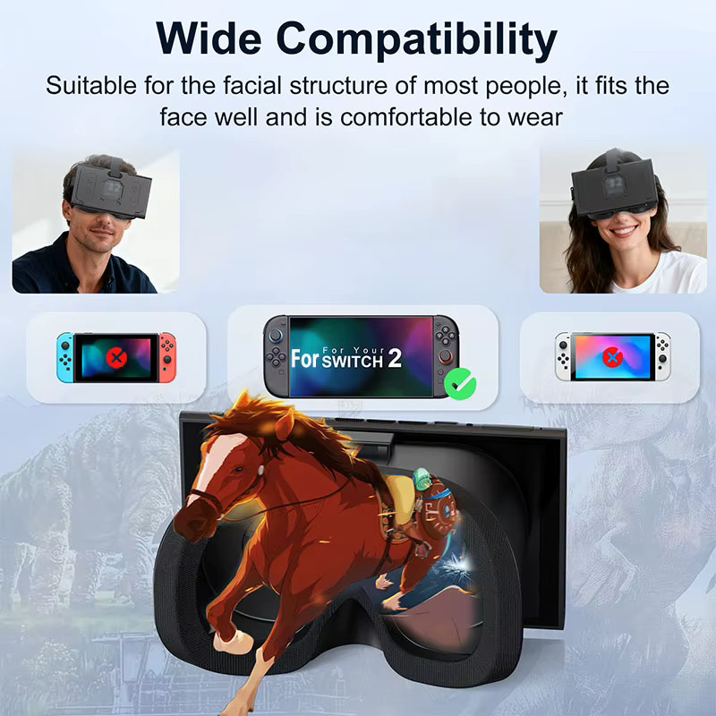 DEVASO 3D High-Definition VR-Brille Augenmaske Zubehör für die neue Nintendo Switch 2 Spielkonsole 2025 in Schwarz, Blau oder Weiß - Bild 2