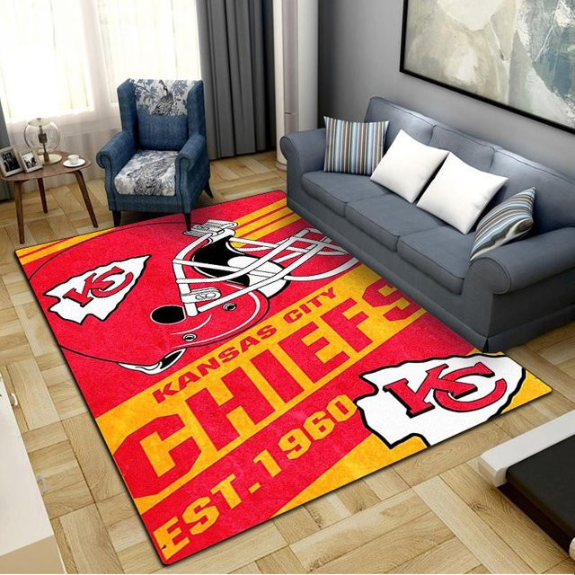 Kansas City Teppich für Wohnzimmer und Schlafzimmer, moderner rutschfester Bodenmatten aus Polyester in Rot, B x T: 100 x 120 cm - Bild 1