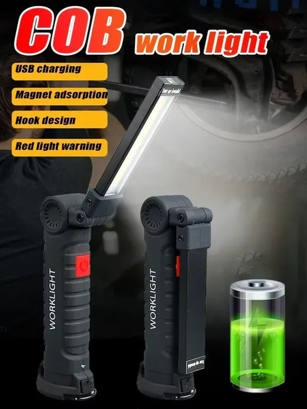 Heinast COB LED Arbeitsleuchte Schwarz, dimmbar, wiederaufladbar mit Magnethaken und Powerbank-Funktion - Bild 7