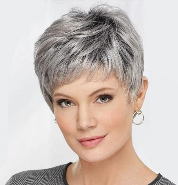 Bybrana Kunsthaarperücke für Damen, silberweiß, beige - Bild 1