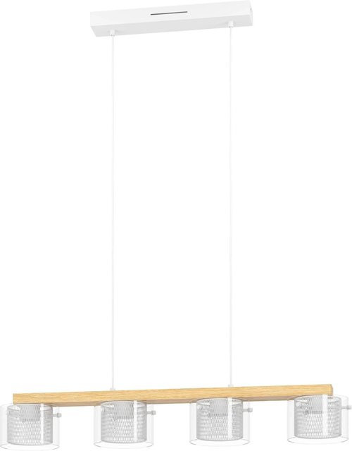 Eglo LED-Pendelleuchte Portico-Z 4-flammig RGB/CCT in Weiß-Braun mit Fernbedienung und Dimmer, B/H: 81,5 x 24,4 cm - Bild 1