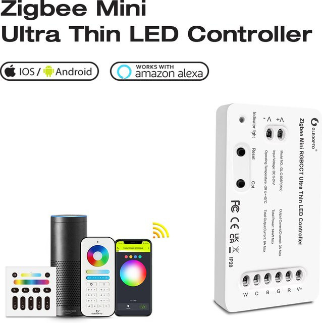 Tuya ZigBee 3.0 Smart LED Controller für RGBW und CCT mit 6 Zonen und RF 2,4G Fernbedienung, dimmbar, DC 5V 12V 24V - Bild 1
