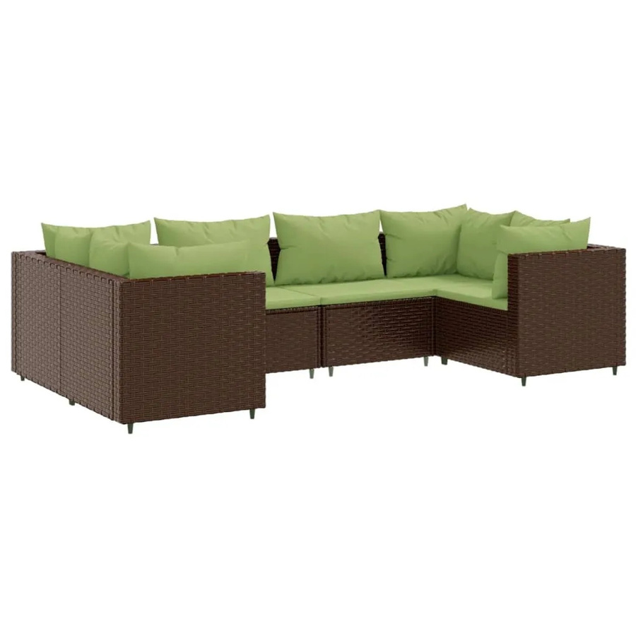 vidaXL 6-tlg Garten-Lounge-Set aus braunem Poly-Rattan mit Kissen und pulverbeschichtetem Stahl Modell 23 - Bild 2