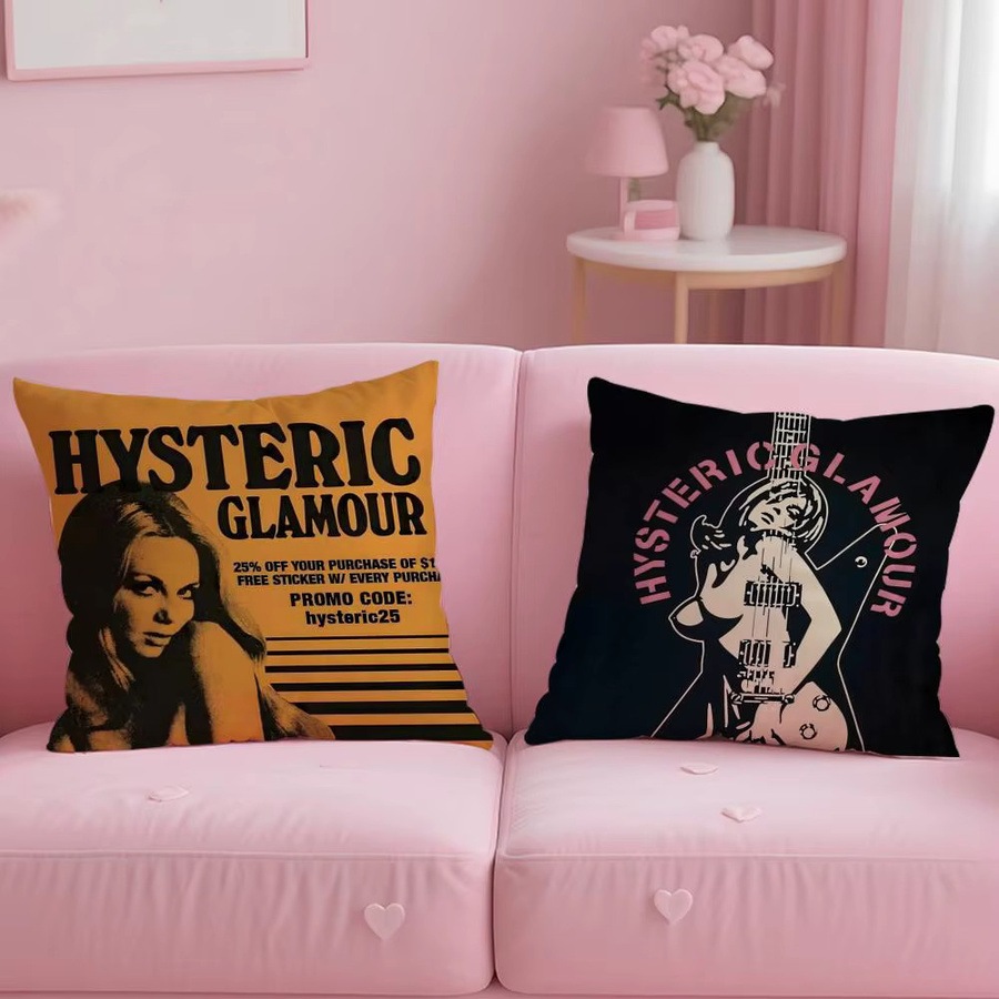 H-Hysteric Kissenbezug Glamour Girl aus weichem Plüsch in Weiß mit doppelseitigem Druck - Bild 4