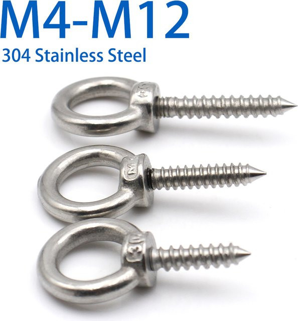 LIXIU Ösenschrauben aus 304 Edelstahl in Silber, Selbstschneidende Holzschrauben mit Ösenring-Haken - Bild 1
