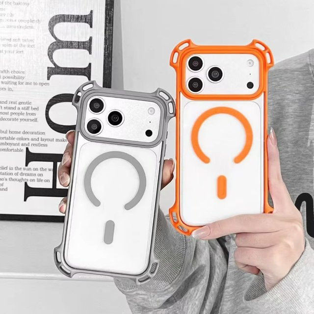 Fashion Bounce Magnetische Anti-Drop Schutzhülle für iPhone 17 Pro Max, 16, 15 Plus, 14, 13 in Transparent oder Schwarz - Bild 1