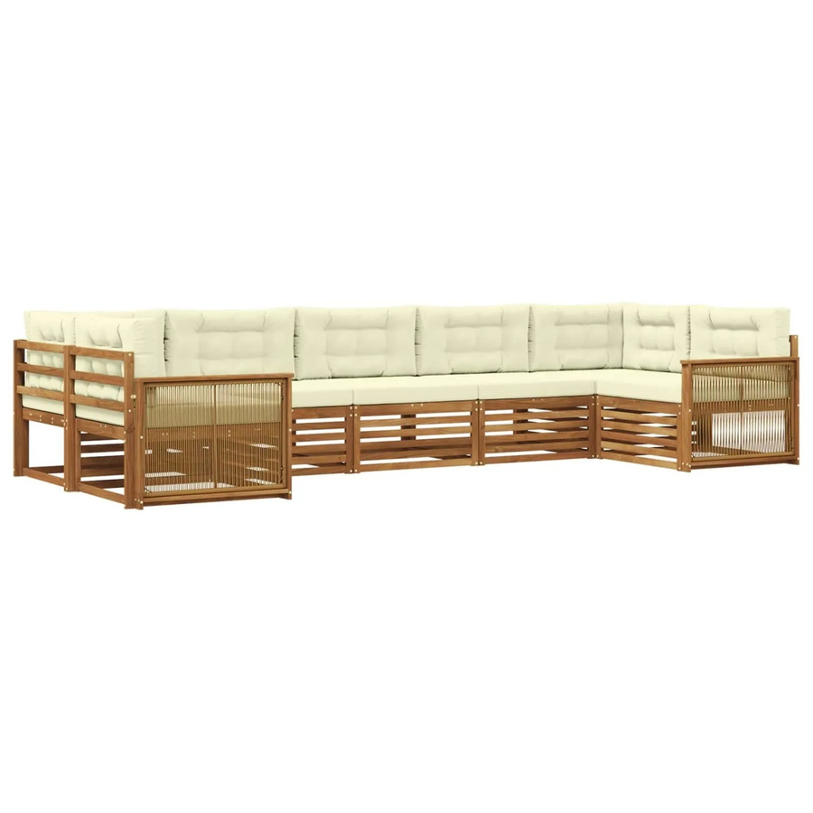 vidaXL Outdoor-Sofagarnitur L-Form aus Akazienholz mit Kissen in Beige und Natur - Bild 2