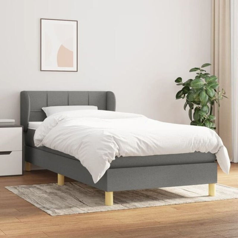 Vidaxl Boxspringbett mit Matratze in Anthrazit aus Stoff und Massivholz, B/T/H: 90 x 200 x 93 cm - Bild 1