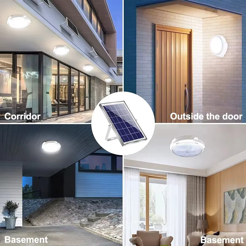 VENUSWING Solar LED Deckenleuchte mit Fernbedienung, moderne runde Außen- und Innenbeleuchtung in Weiß für Wohnzimmer, Schlafzimmer und Balkon - Bild 5