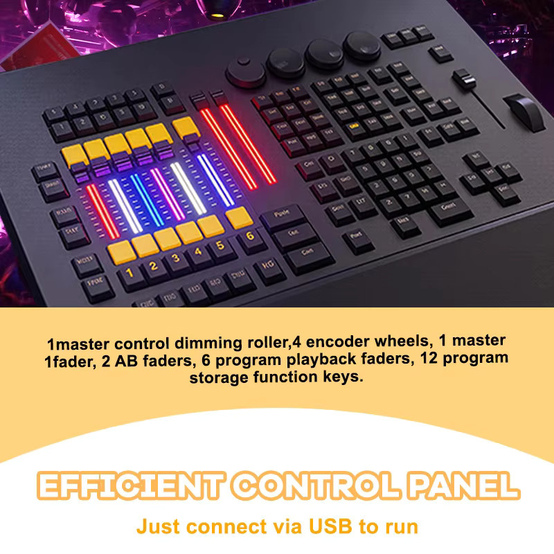 Black Horse Wing Professioneller DMX512 Beleuchtungscontroller mit Flightcase für DJ und Bühnenshow, Farbe: Schwarz - Bild 3