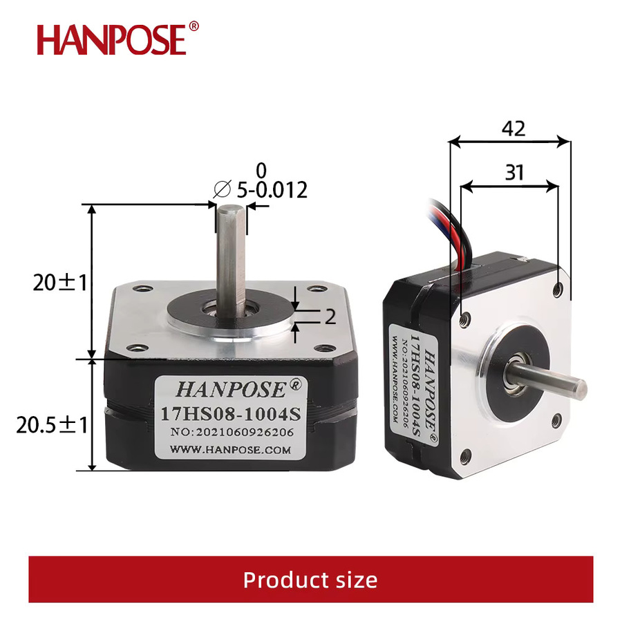 HANPOSE Nema17 Schrittmotor 17HS08-1004S in Schwarz, 3er-Set, 42er Motor mit 20mm Länge für 3D-Drucker und Überwachungsgeräte - Bild 2