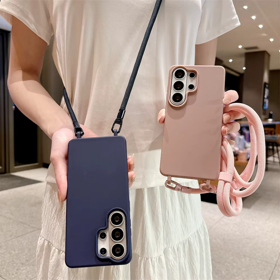 Samsung Lanyard-Etui mit Umhängekordel und Schutzhülle für Galaxy S26 S25 Edge S24 Ultra S23 S22 S21 Plus S20 FE A16 A06 5G in Schwarz - Bild 1