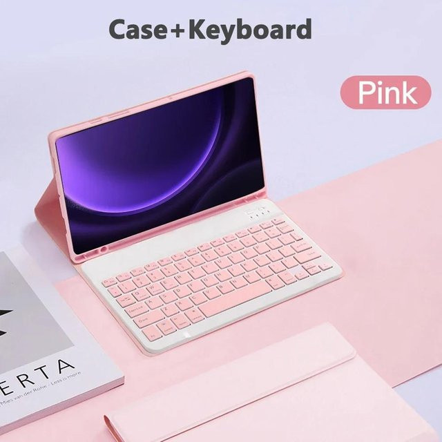 Samsung Galaxy Tab S10 Lite Hülle mit abnehmbarer kabelloser Bluetooth Tastatur in Pink für 10,9 Zoll - Bild 1