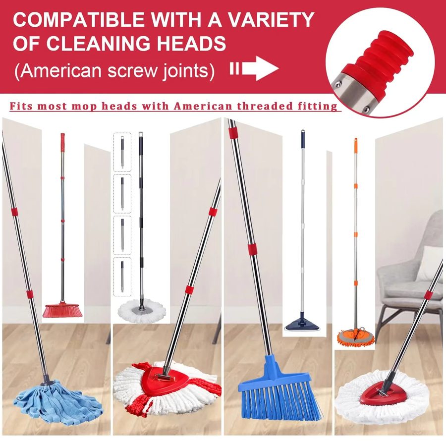 Vileda Mopp-Ersatzgriff für EasyWring und Turbo Mop-Ersatzköpfe in Rot/Silber - Bild 2