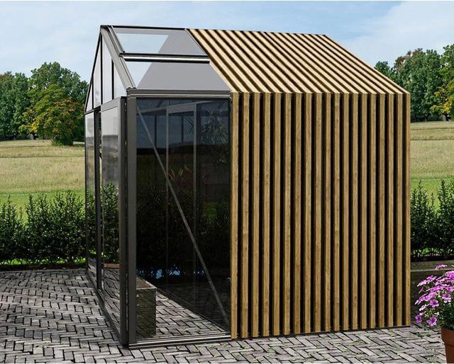 Bloomcabin Gewächshaus Klassik mit Accoya-Fusion und integriertem Stauraum in Schwarz, B/T/H: 235 x 235 x 235 cm - Bild 1