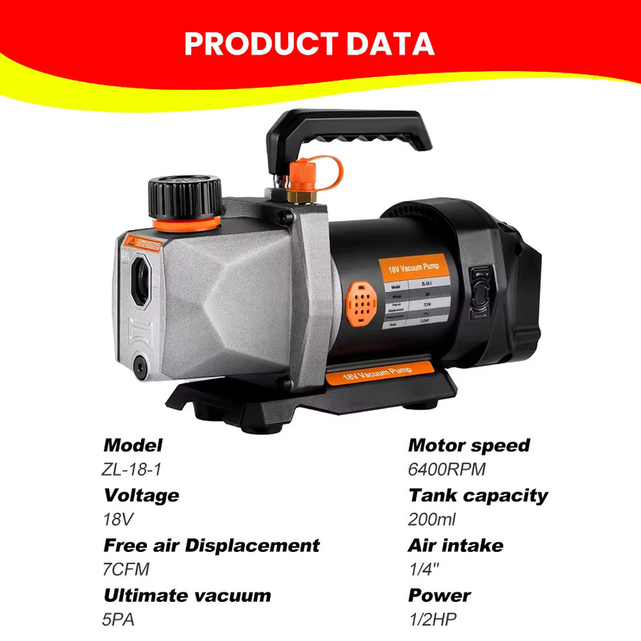 Makita Kältemittel-Vakuumpumpe mit 1/2 PS, 7 CFM und 6400 U/min, luftgekühlt, mit 1/4 Zoll Einlass für Kfz- und Haushaltsklimaanlagen - Bild 2