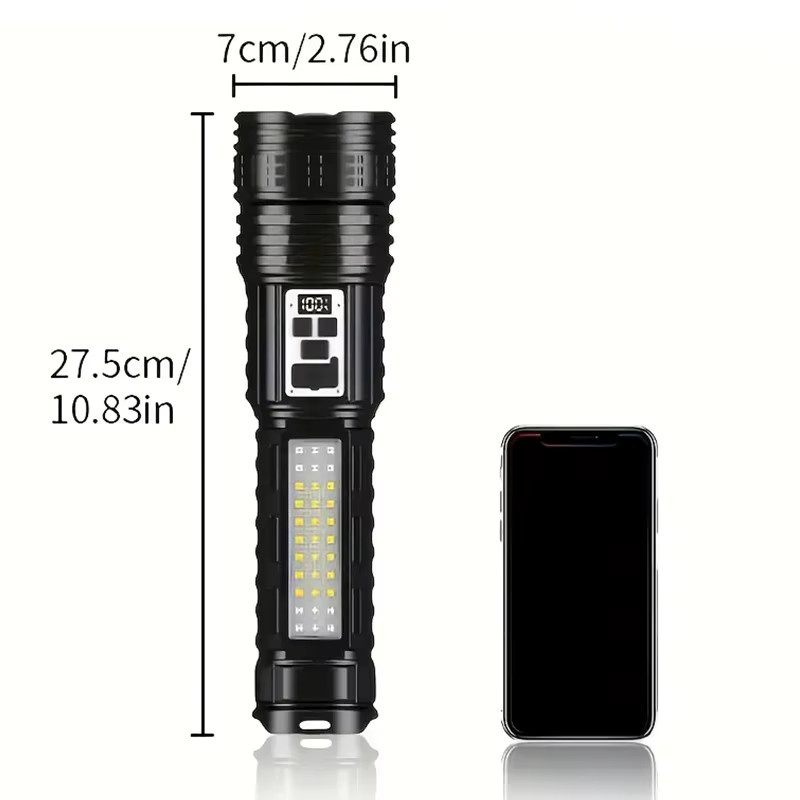 Mikenoon Hochleistungs-LED-Taschenlampe in Schwarz mit wiederaufladbarem Akku für den Außenbereich - Bild 2