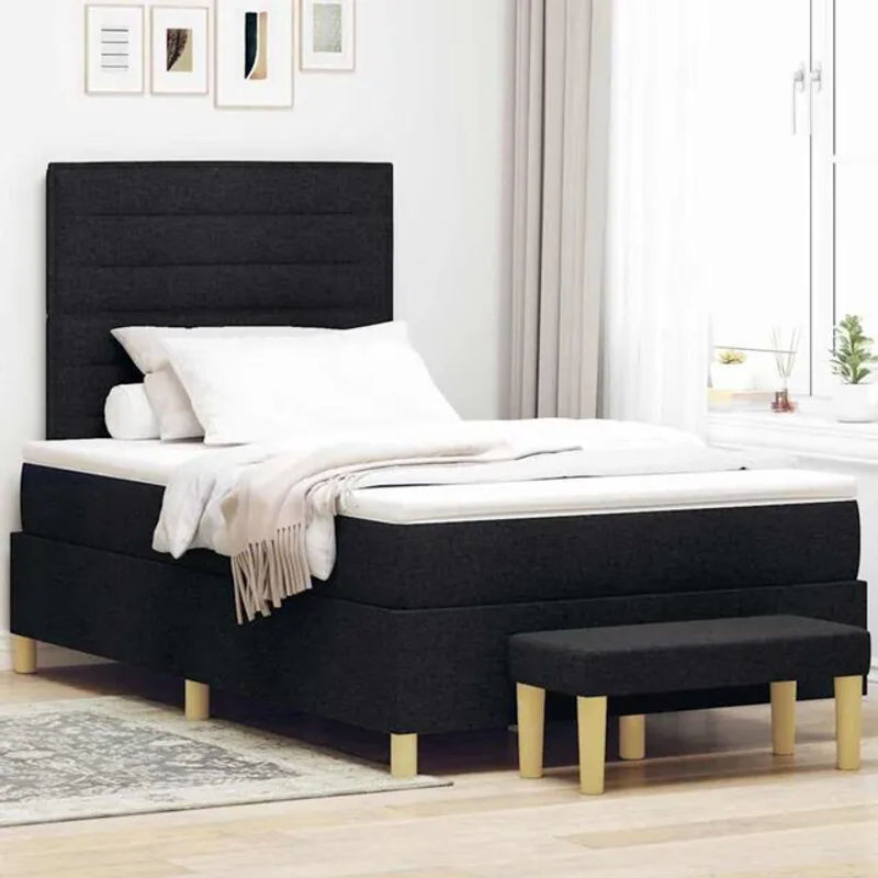 Modernes Boxspringbett mit Matratze von Vidaxl in Schwarz aus Stoff, B/T/H: 120 x 200 x 128 cm - Bild 1
